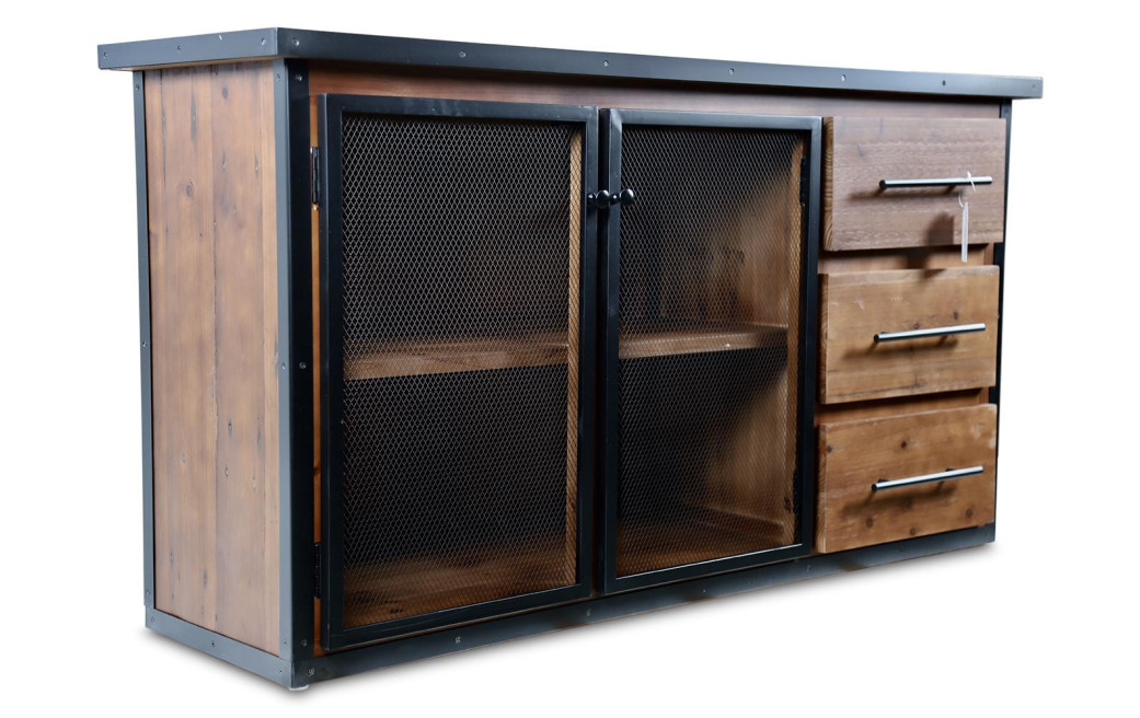 Buffet 3 Tiroirs Bois Marron 138x42x74cm
