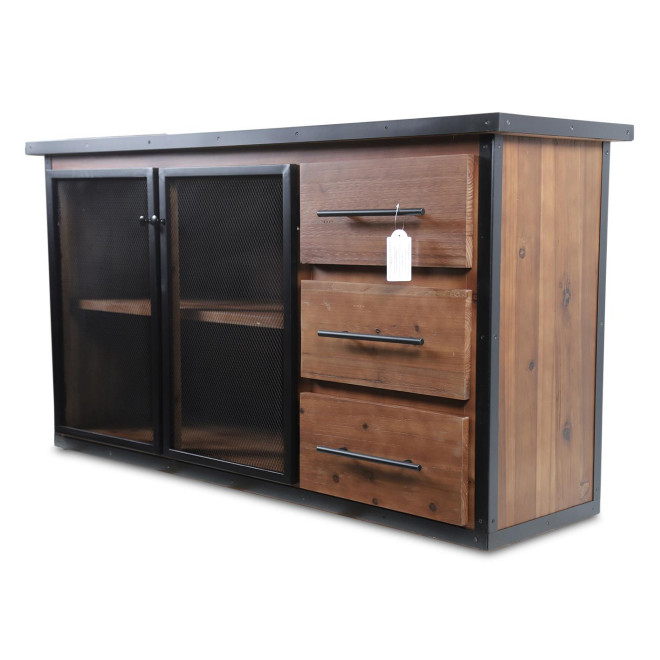 Buffet 3 Tiroirs Bois Marron 138x42x74cm