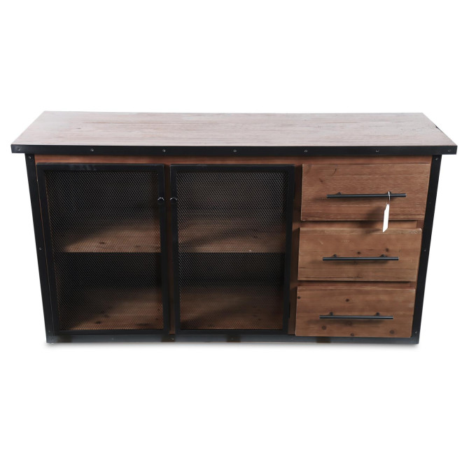 Buffet 3 Tiroirs Bois Marron 138x42x74cm
