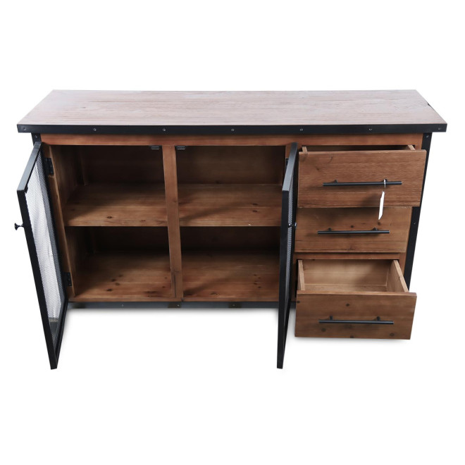 Buffet 3 Tiroirs Bois Marron 138x42x74cm