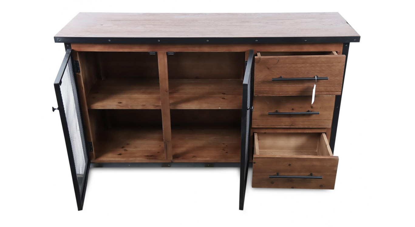Anrichte mit 3 Schubladen Holz Braun 138x42x74cm
