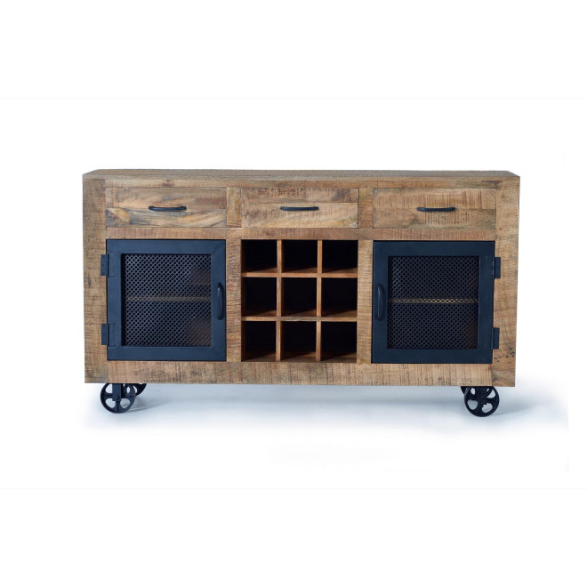 Anrichte mit 3 Schubladen Holz, Eisen Braun 150x38x85cm