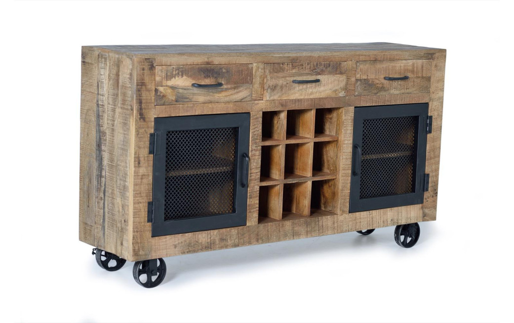 Anrichte mit 3 Schubladen Holz, Eisen Braun 150x38x85cm