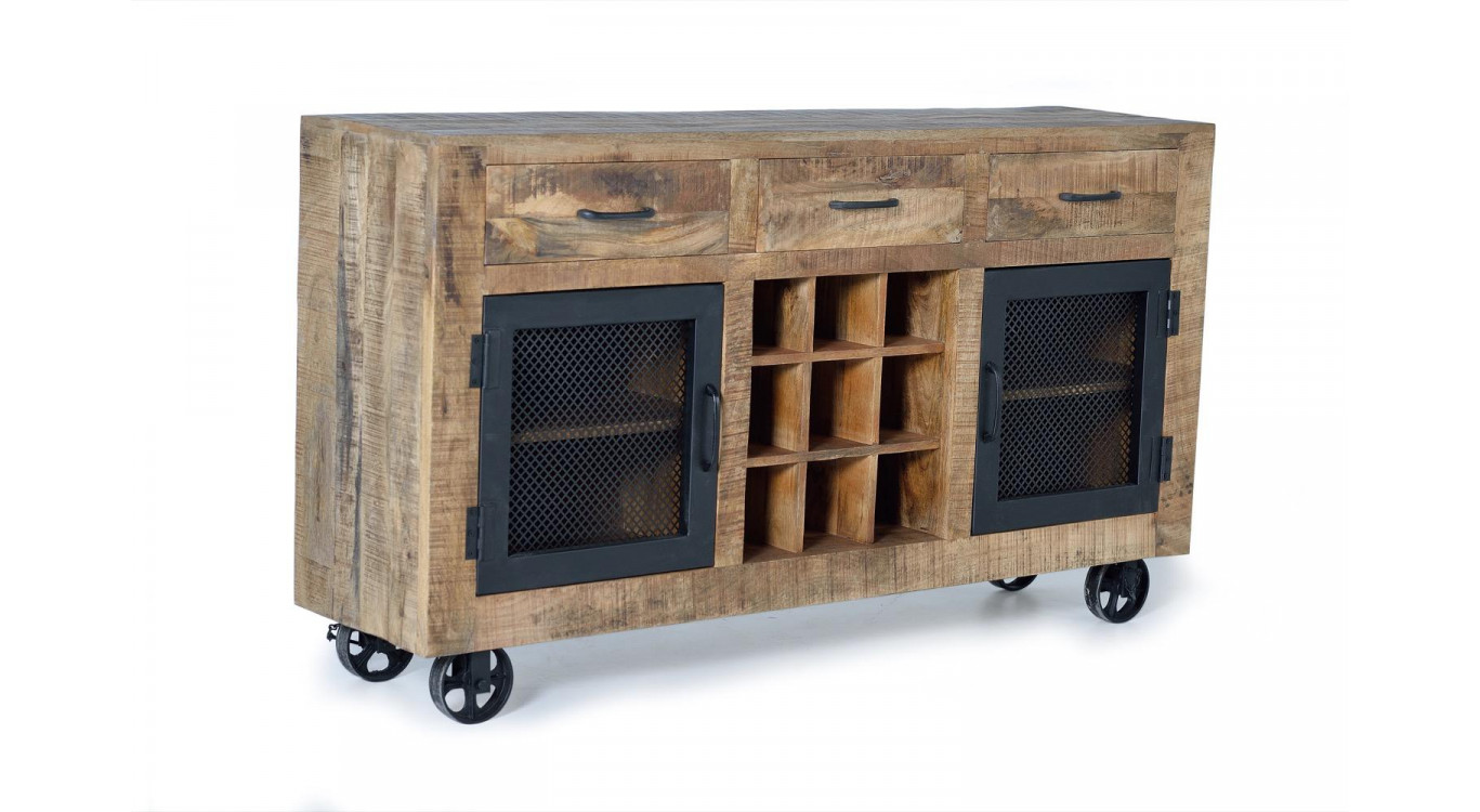 Anrichte mit 3 Schubladen Holz, Eisen Braun 150x38x85cm