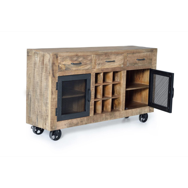 Anrichte mit 3 Schubladen Holz, Eisen Braun 150x38x85cm