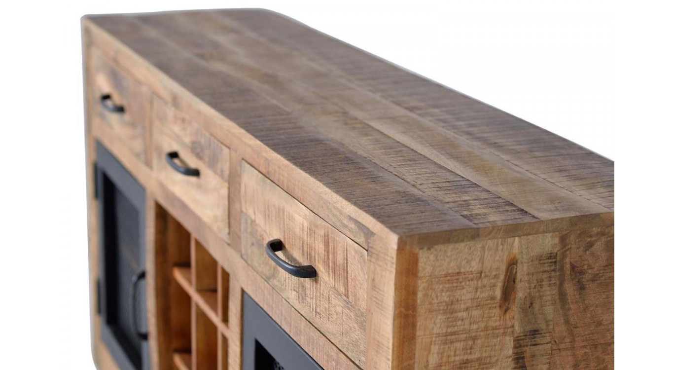 Anrichte mit 3 Schubladen Holz, Eisen Braun 150x38x85cm
