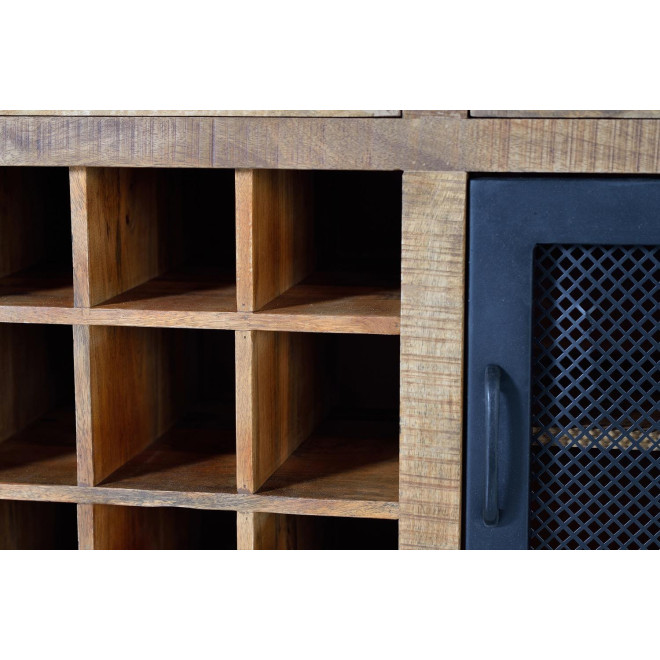 Buffet 3 Tiroirs Bois, Fer Marron 150x38x85cm