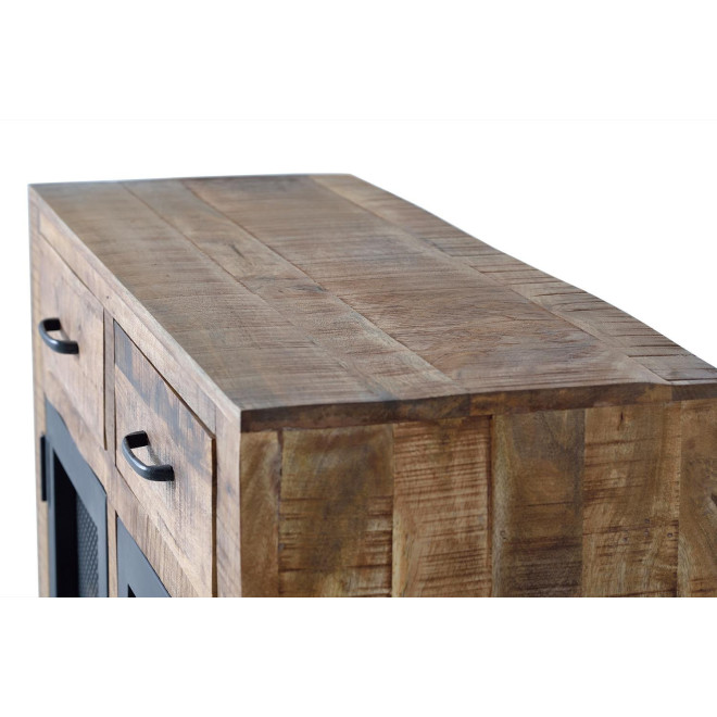 Buffet 2 Tiroirs Bois, Fer Marron 100x38x85cm