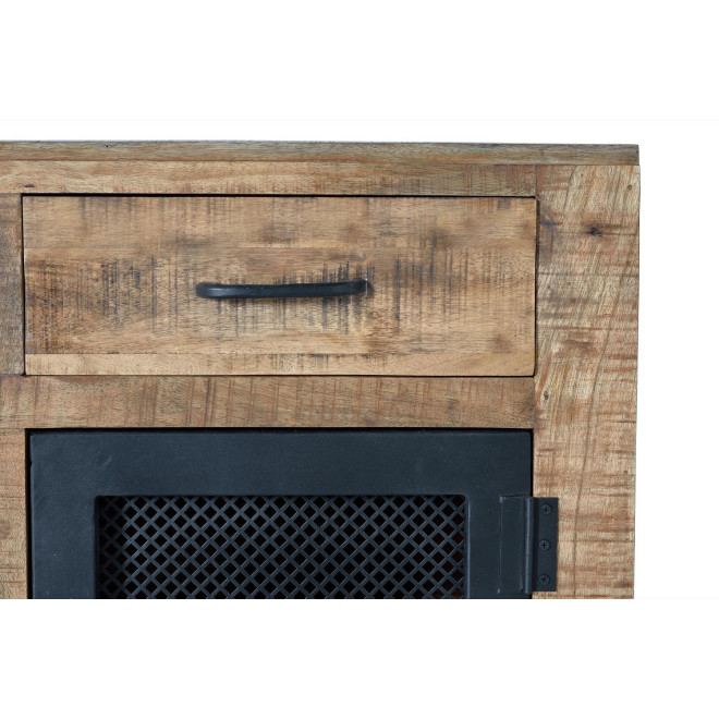 Buffet 2 Tiroirs Bois, Fer Marron 100x38x85cm