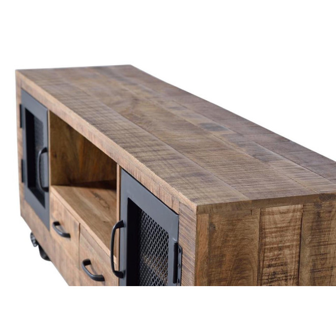 TV-Möbel mit 2 Schubladen Holz, Eisen Braun 150x38x60cm