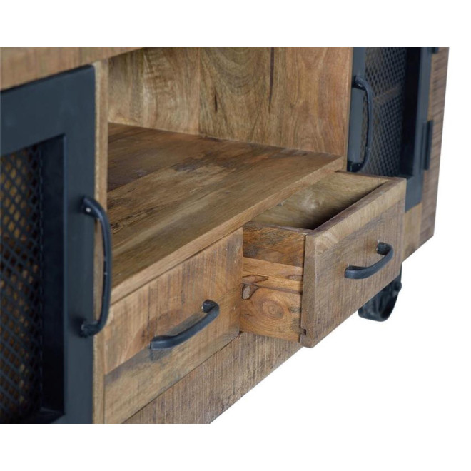 TV-Möbel mit 2 Schubladen Holz, Eisen Braun 150x38x60cm