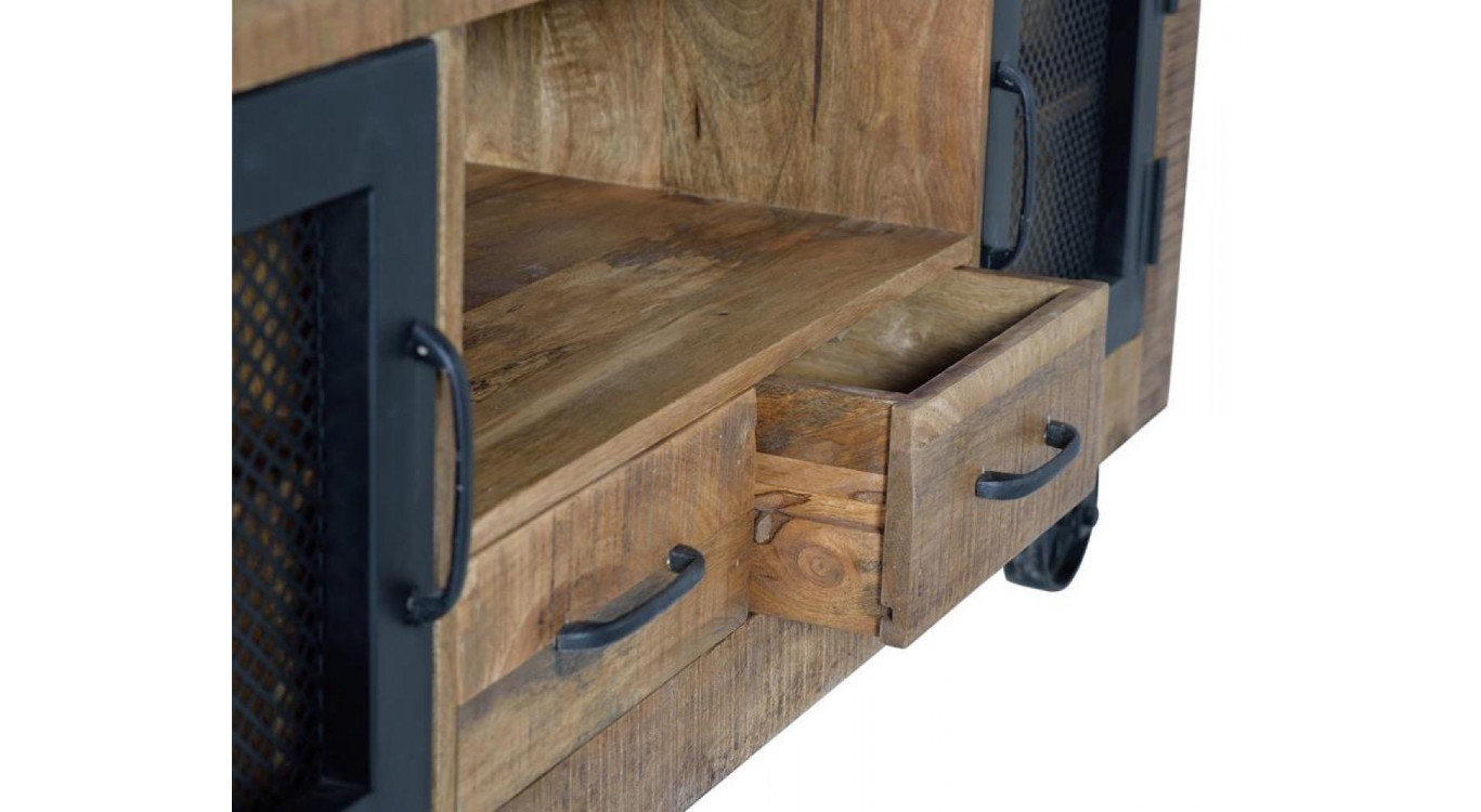 TV-Möbel mit 2 Schubladen Holz, Eisen Braun 150x38x60cm