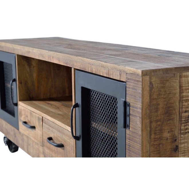 TV-Möbel mit 2 Schubladen Holz, Eisen Braun 150x38x60cm