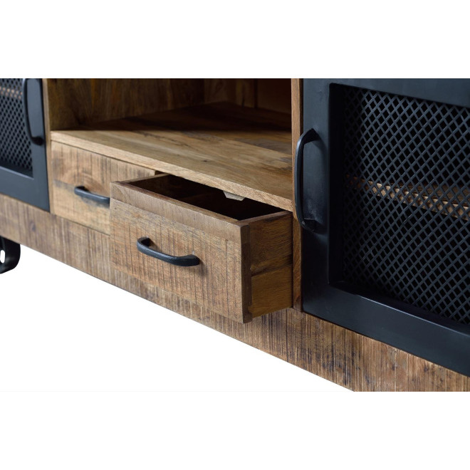 TV-Möbel mit 2 Schubladen Holz, Eisen Braun 150x38x60cm