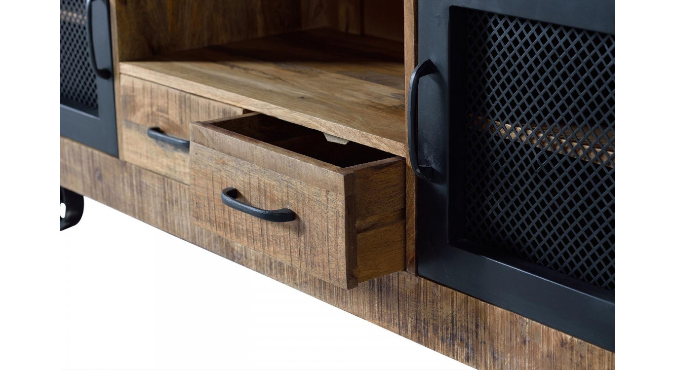 TV-Möbel mit 2 Schubladen Holz, Eisen Braun 150x38x60cm