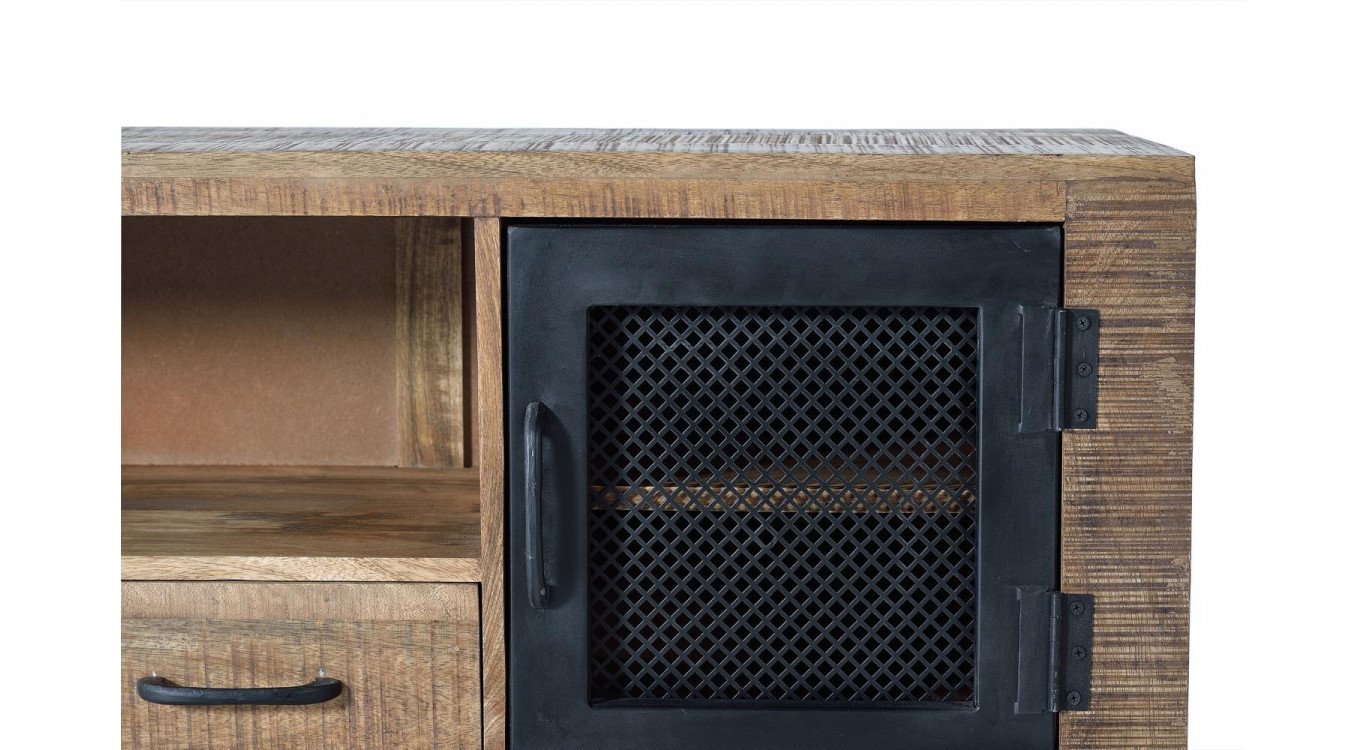 TV-Möbel mit 2 Schubladen Holz, Eisen Braun 150x38x60cm