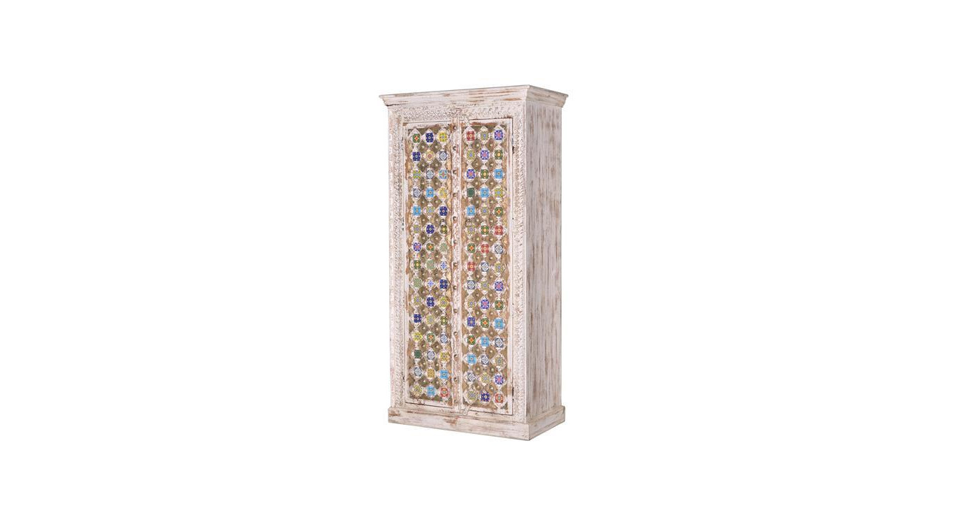 Armoire Bois, Bronze Blanc 90x50x180cm