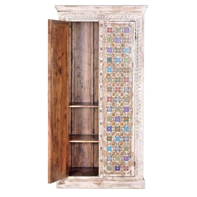 Armoire Bois, Bronze Blanc 90x50x180cm
