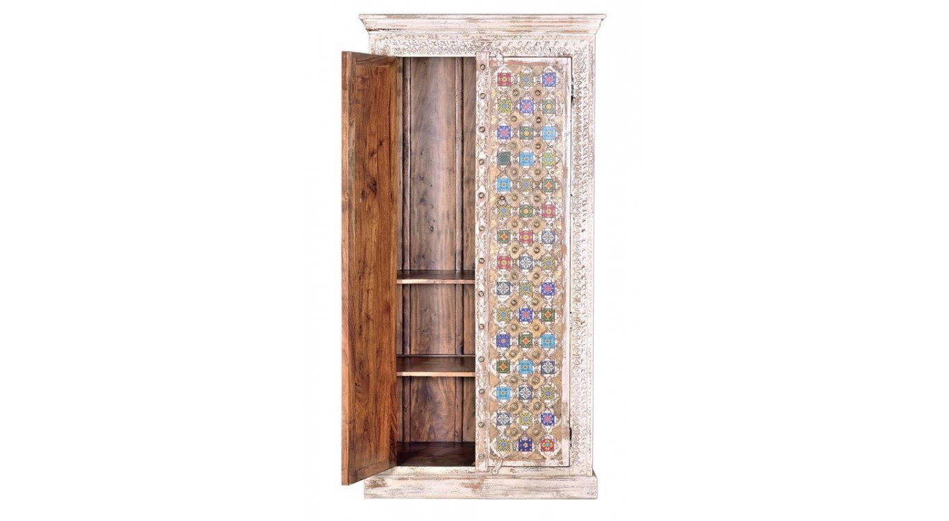 Schrank Holz, Bronze Weiß 90x50x180cm