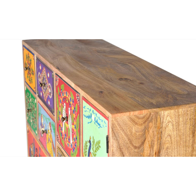 Kommode 13 Schubladen Holz Mehrfarbig 112x35x90cm