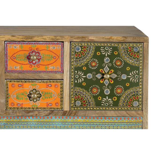 Commode 14 Tiroirs Bois Multicolore 120x40x90cm