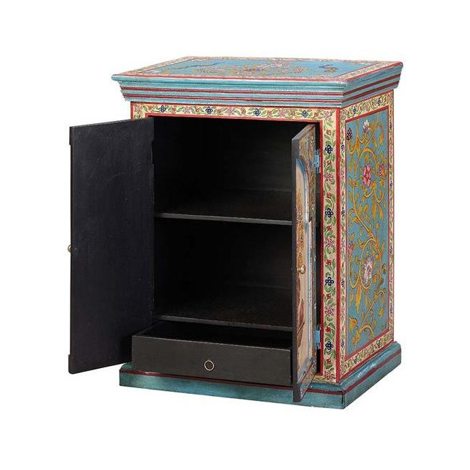 Table De Chevet 2 Tiroirs Bois Multicolore 52x34x68cm