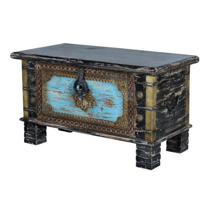 Truhe Holz, Bronze Mehrfarbig 80x40x45cm