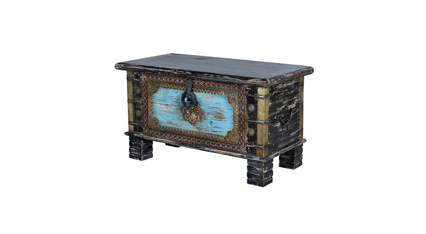 Truhe Holz, Bronze Mehrfarbig 80x40x45cm