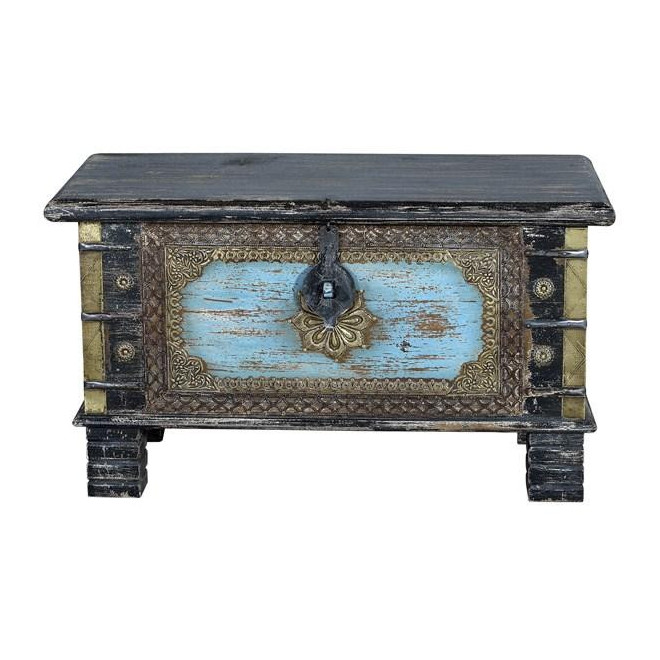 Truhe Holz, Bronze Mehrfarbig 80x40x45cm