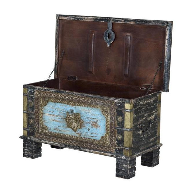 Truhe Holz, Bronze Mehrfarbig 80x40x45cm