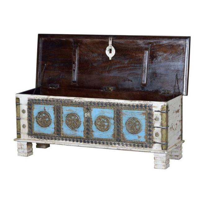 Truhe Holz, Bronze Mehrfarbig 116x40x45cm