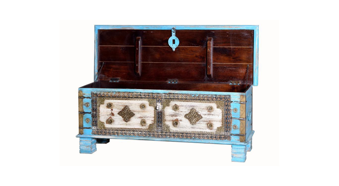 Truhe Holz, Bronze Mehrfarbig 116x40x45cm