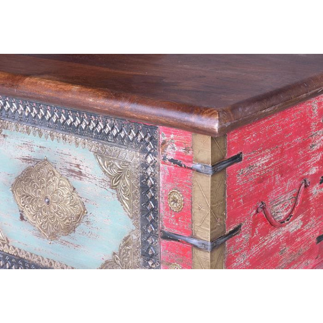 Truhe Holz, Bronze Mehrfarbig 116x40x45cm