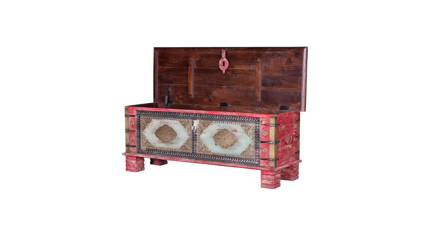 Truhe Holz, Bronze Mehrfarbig 116x40x45cm