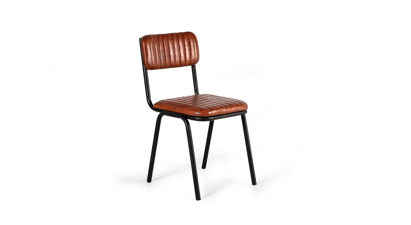 Stuhl Eisen, Leder Braun 43x55x82cm