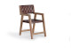 Fauteuil Bois, Cuir Marron 53x62x90cm