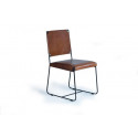 Set di 2 sedie in ferro, pelle marrone 46x60x90cm