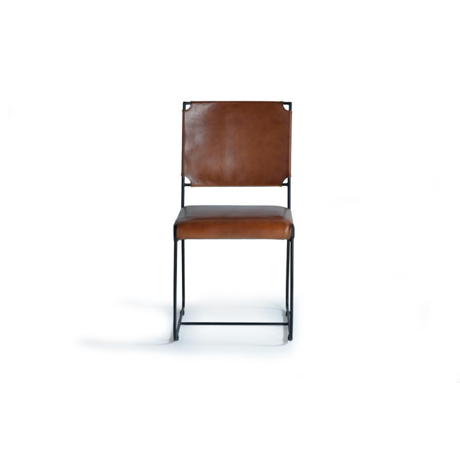 Chaise Fer, Cuir Marron 46x60x90cm