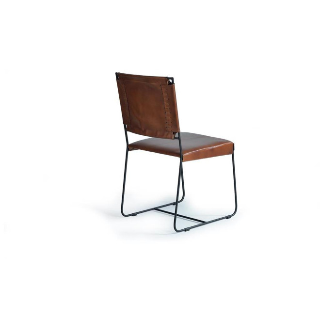 Stuhl Eisen, Leder Braun 46x60x90cm
