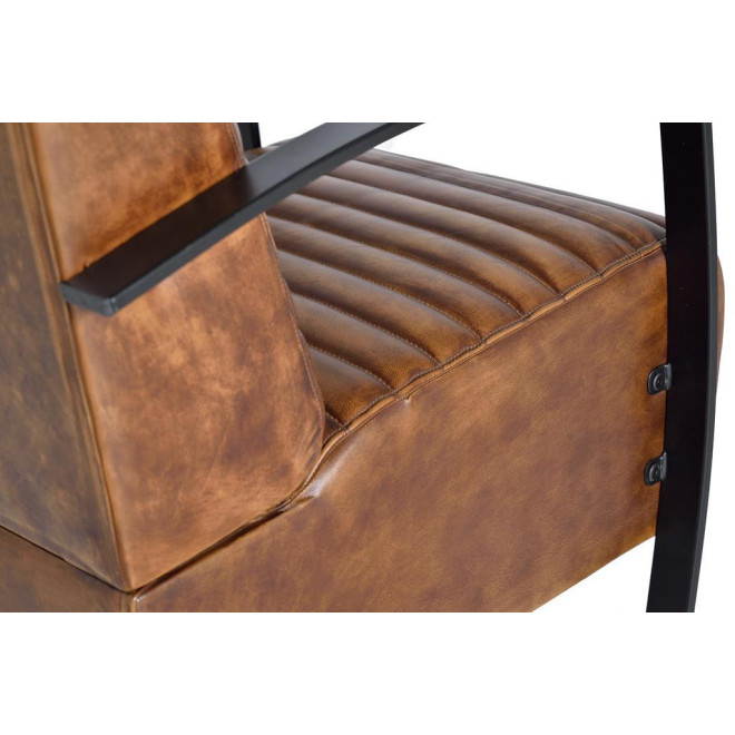 Fauteuil Fer, Cuir Marron 75x82x82cm