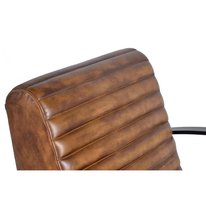 Fauteuil Fer, Cuir Marron 75x82x82cm