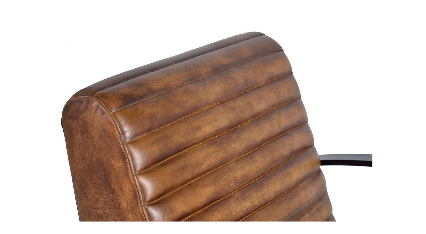 Fauteuil Fer, Cuir Marron 75x82x82cm