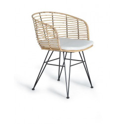Chaise Bois, Métal Marron 52x56x80cm