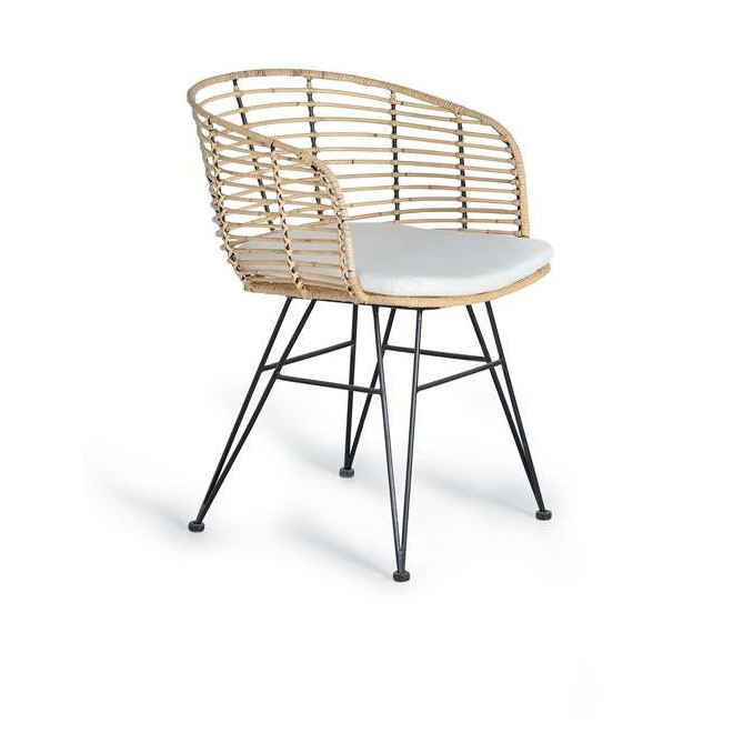 Chaise Bois, Métal Marron 52x56x80cm