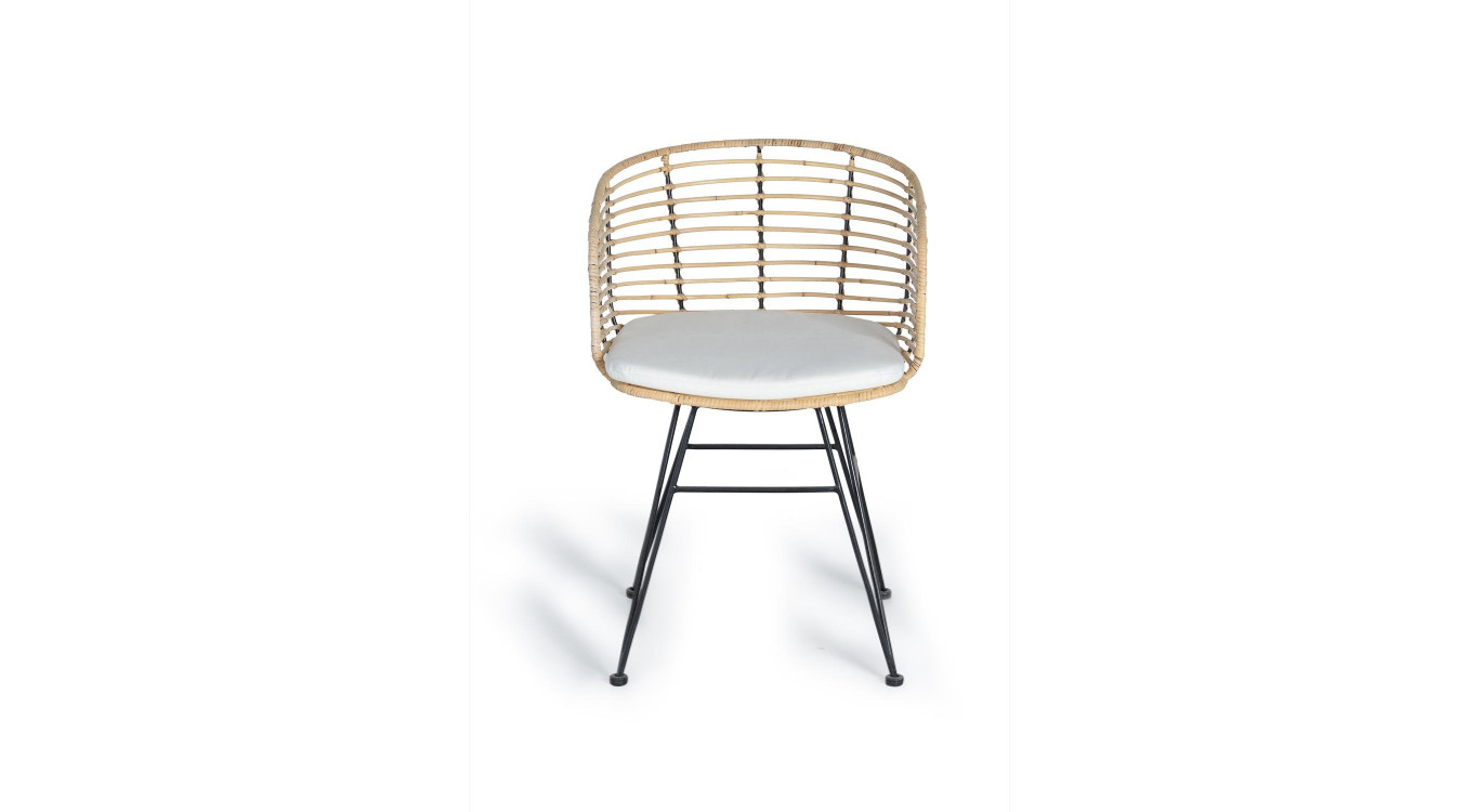Chaise Bois, Métal Marron 52x56x80cm