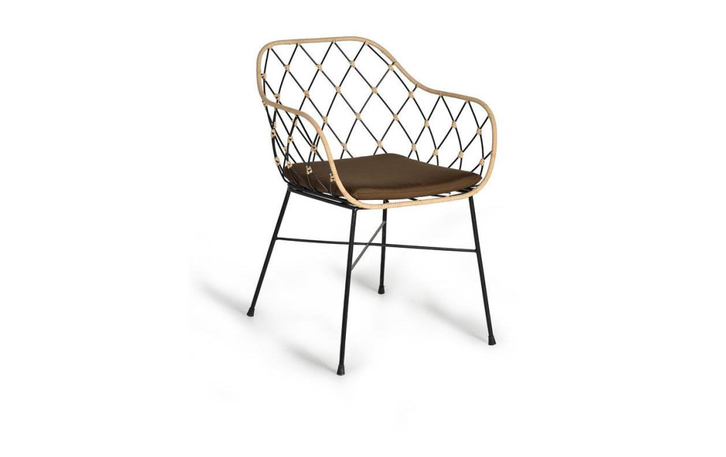 Chaise Bois, Métal Marron 56x58x80cm