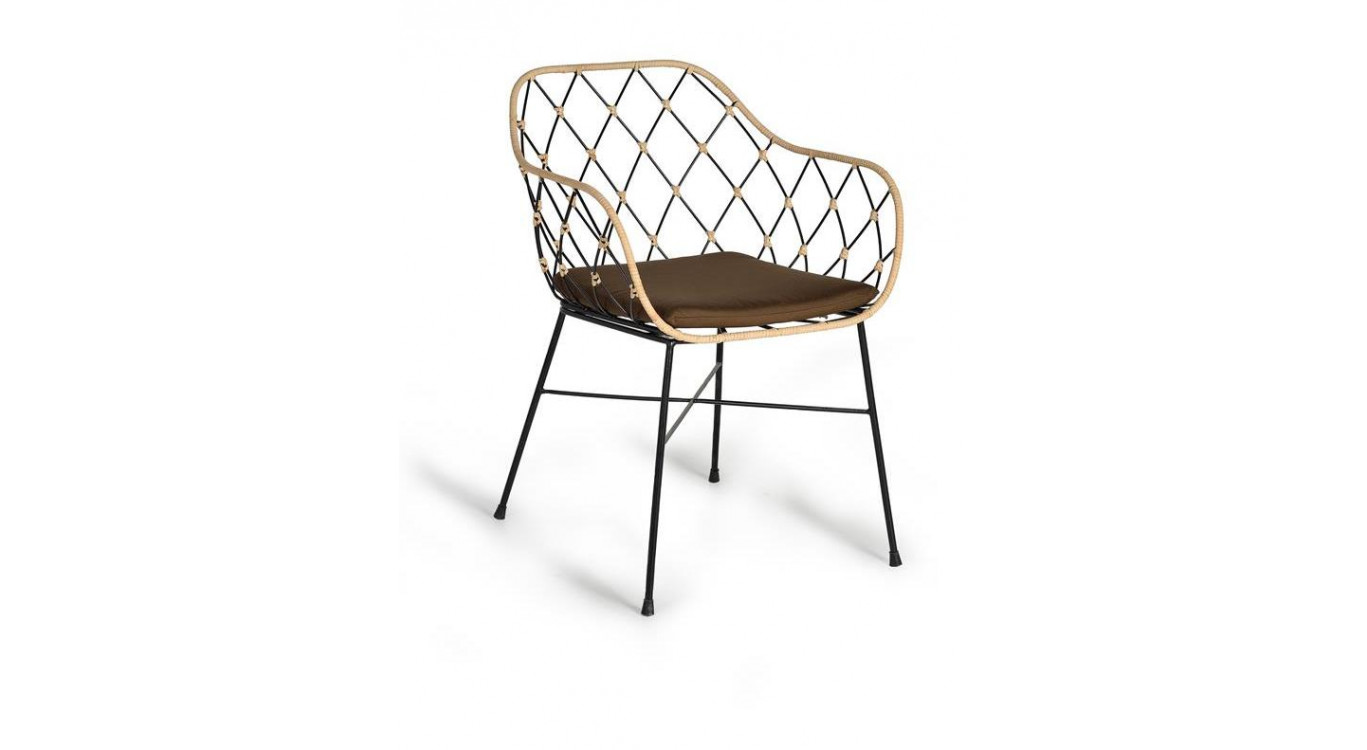 Fauteuil Bois, Métal Marron 56x58x80cm