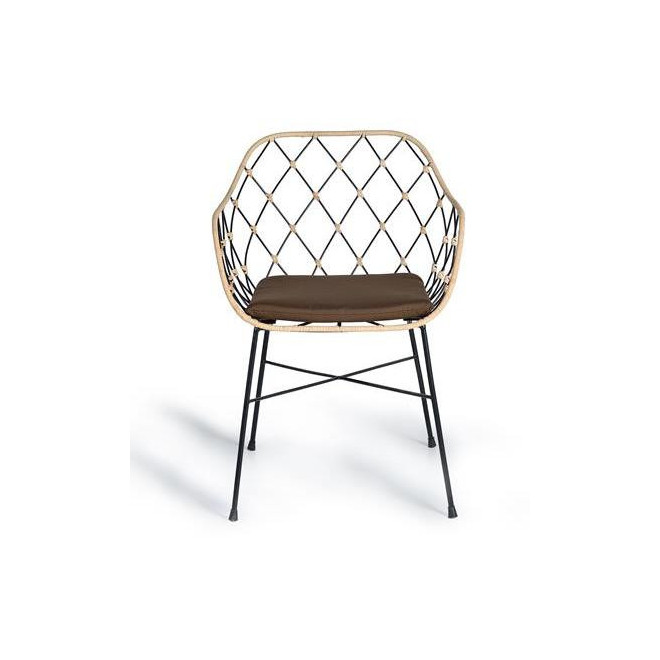 Fauteuil Bois, Métal Marron 56x58x80cm