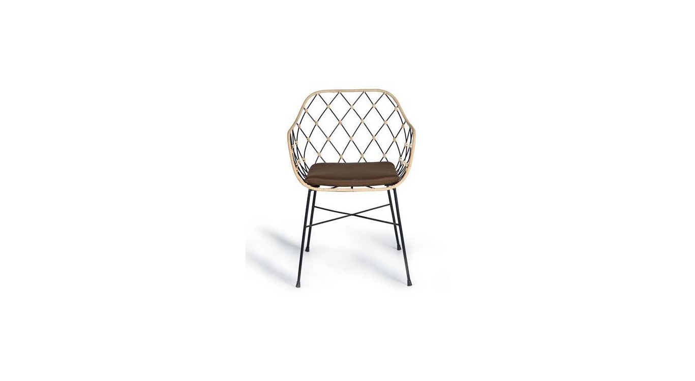 Chaise Bois, Métal Marron 56x58x80cm