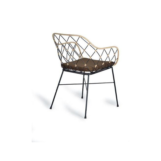 Fauteuil Bois, Métal Marron 56x58x80cm